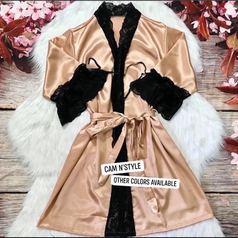 Satin Silk-Like Kimono Nightgown Robe Random Color​ - Picture 3 of 8